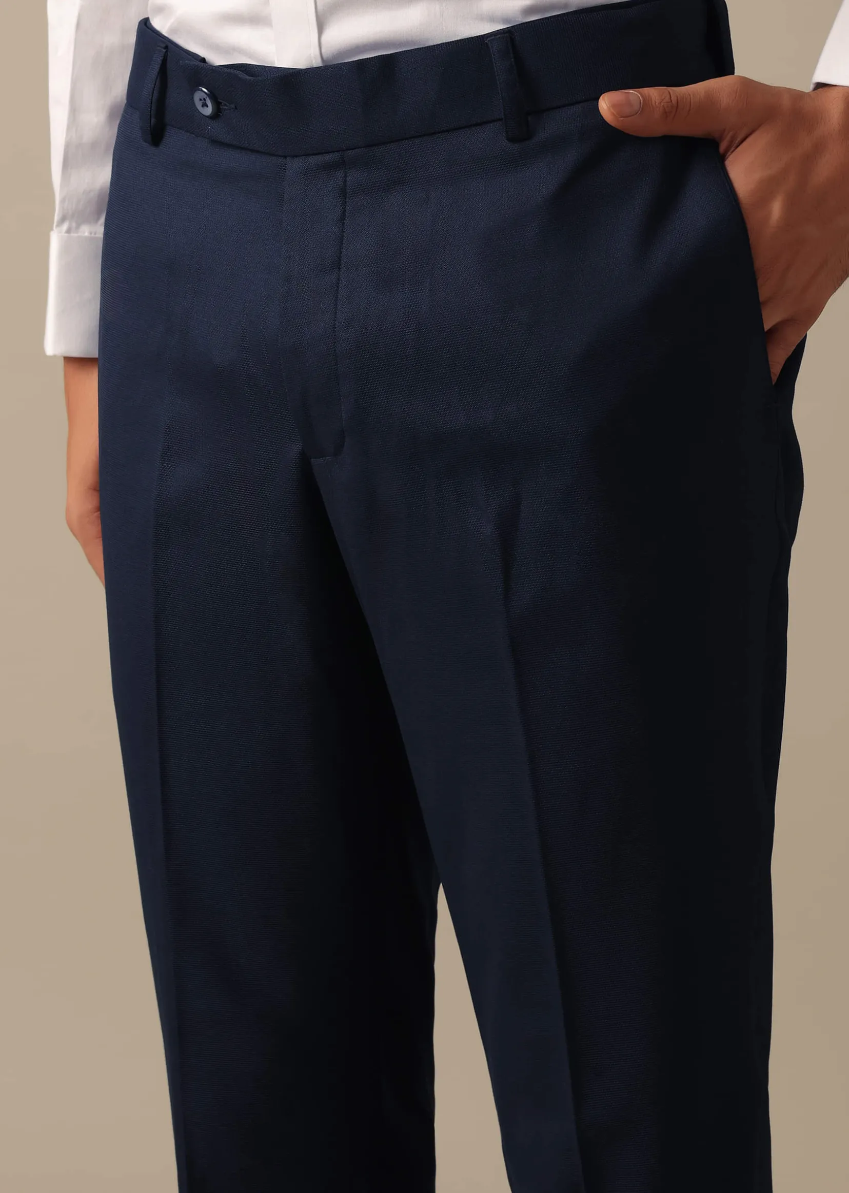 Blue Blazer And Pant Set In Terry Rayon With Cutwork Detail Tuxedo