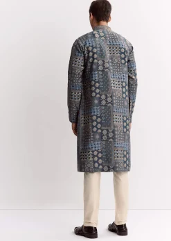 Blue Chanderi Printed Kurta Set With Stone Sequins And Cutdana