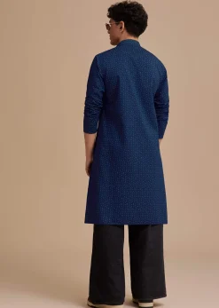 Blue Cotton Printed Kurta Set