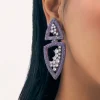 Blue Diamond Dangler Earrings In Mix Metal