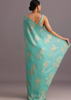 Blue Dola Silk Lurex Woven Saree And Gotta Patti Border
