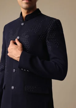 Blue Embroidered Bandhgala Jodhpuri Suit