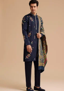 Blue Embroidered Kurta Set with Dupatta