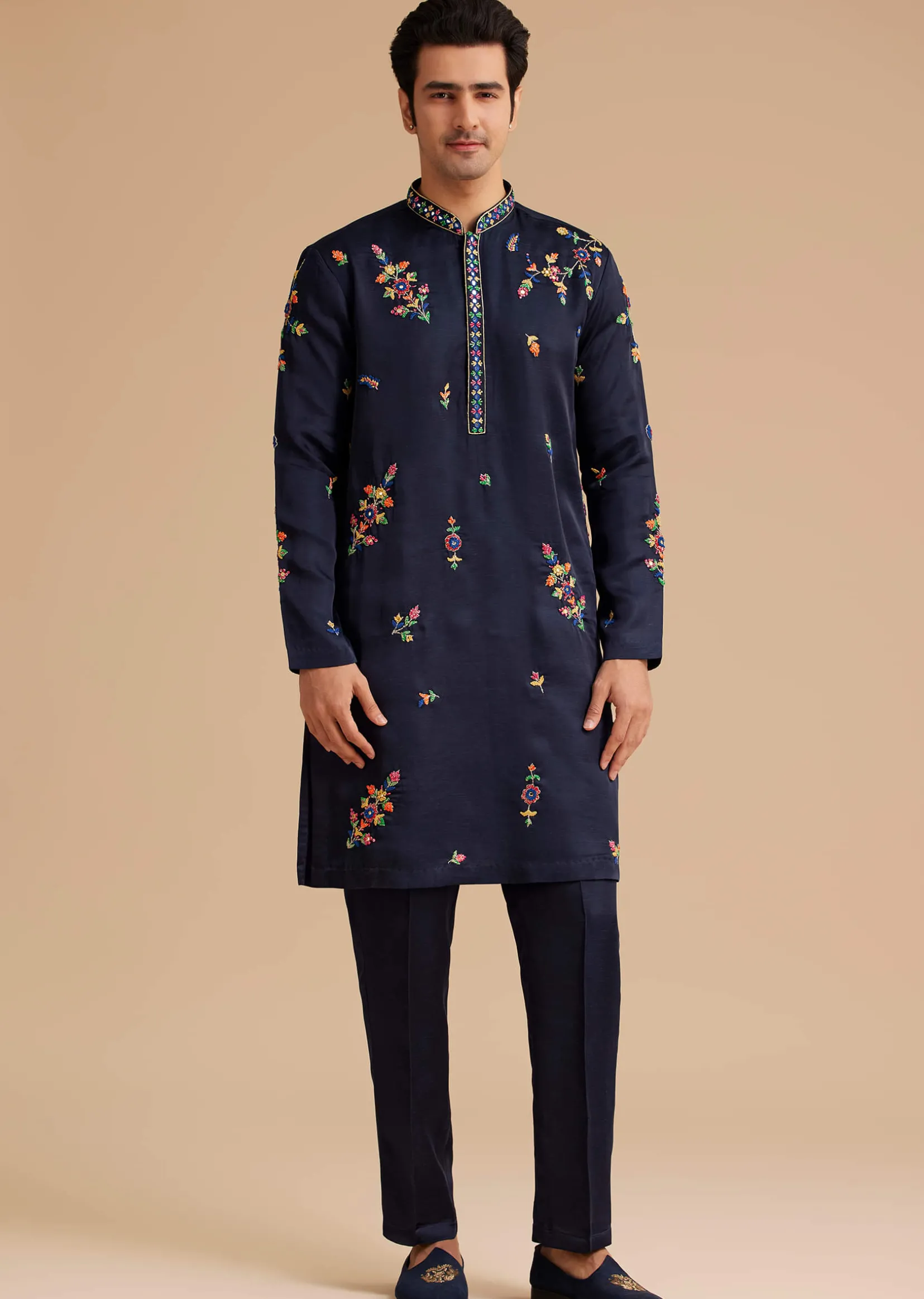 Blue Embroidered Kurta Set with Dupatta