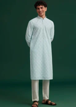 Blue Georgette Embroidered Kurta Set