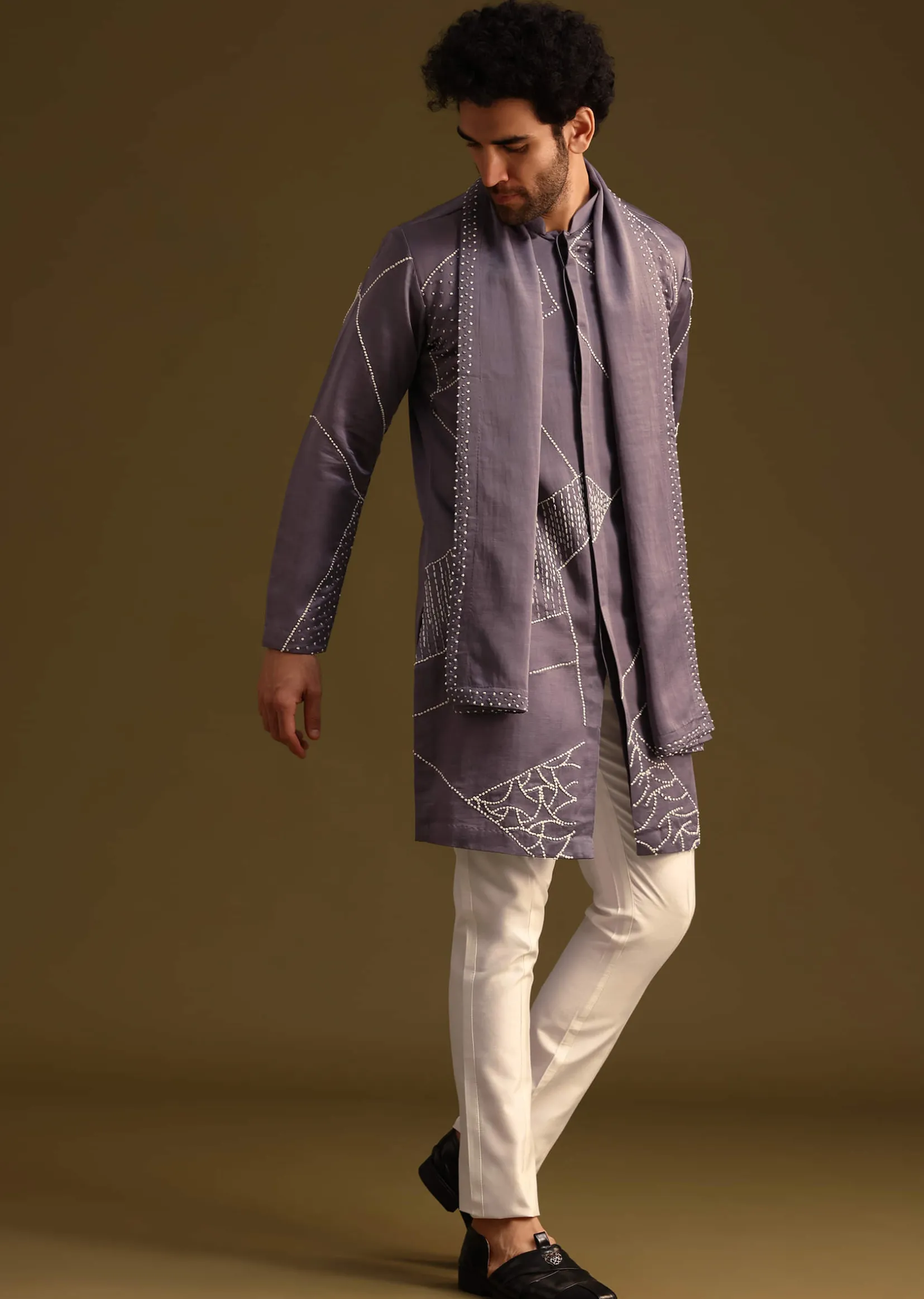Blue Hand Embroidered Kurta Set Wuth Dupatta