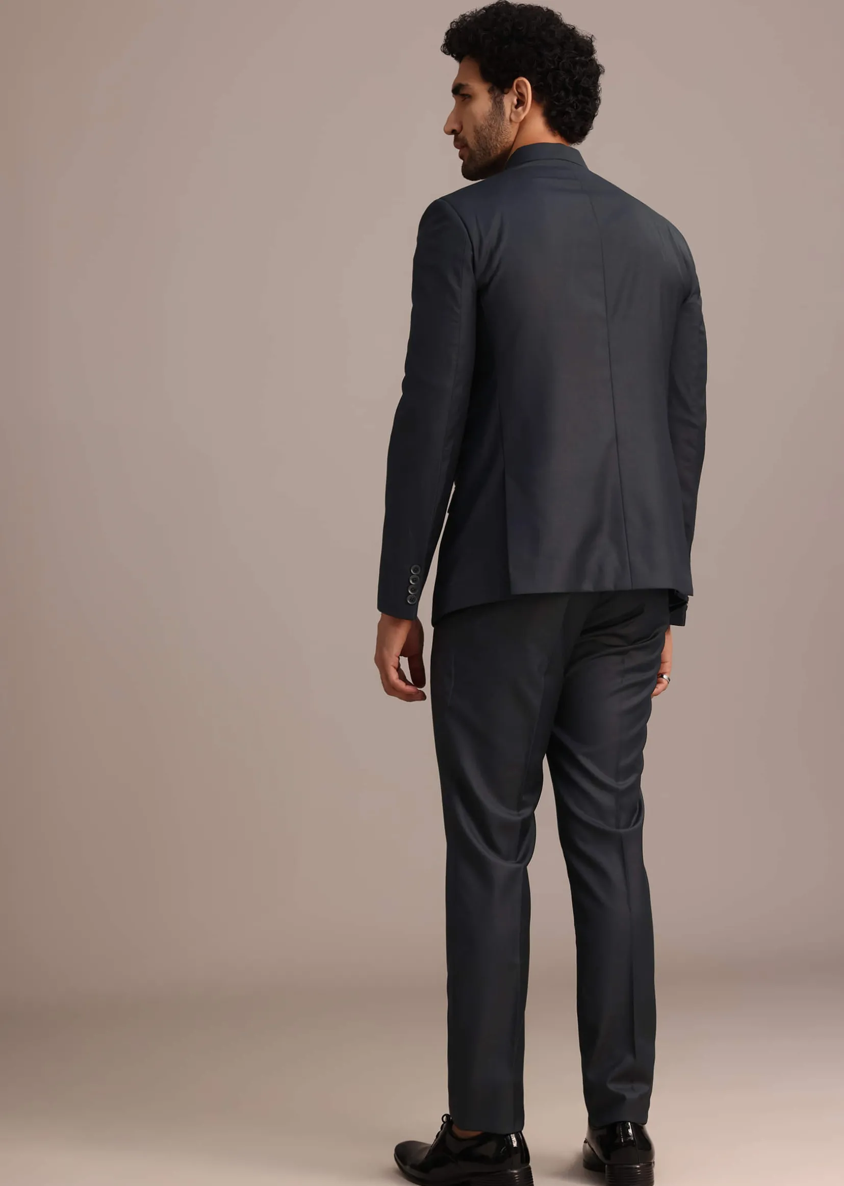 Blue Jodhpuri And Pant Set With Pocket Square