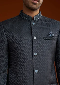 Blue Jodhpuri Suit With Cutdana Embroidery