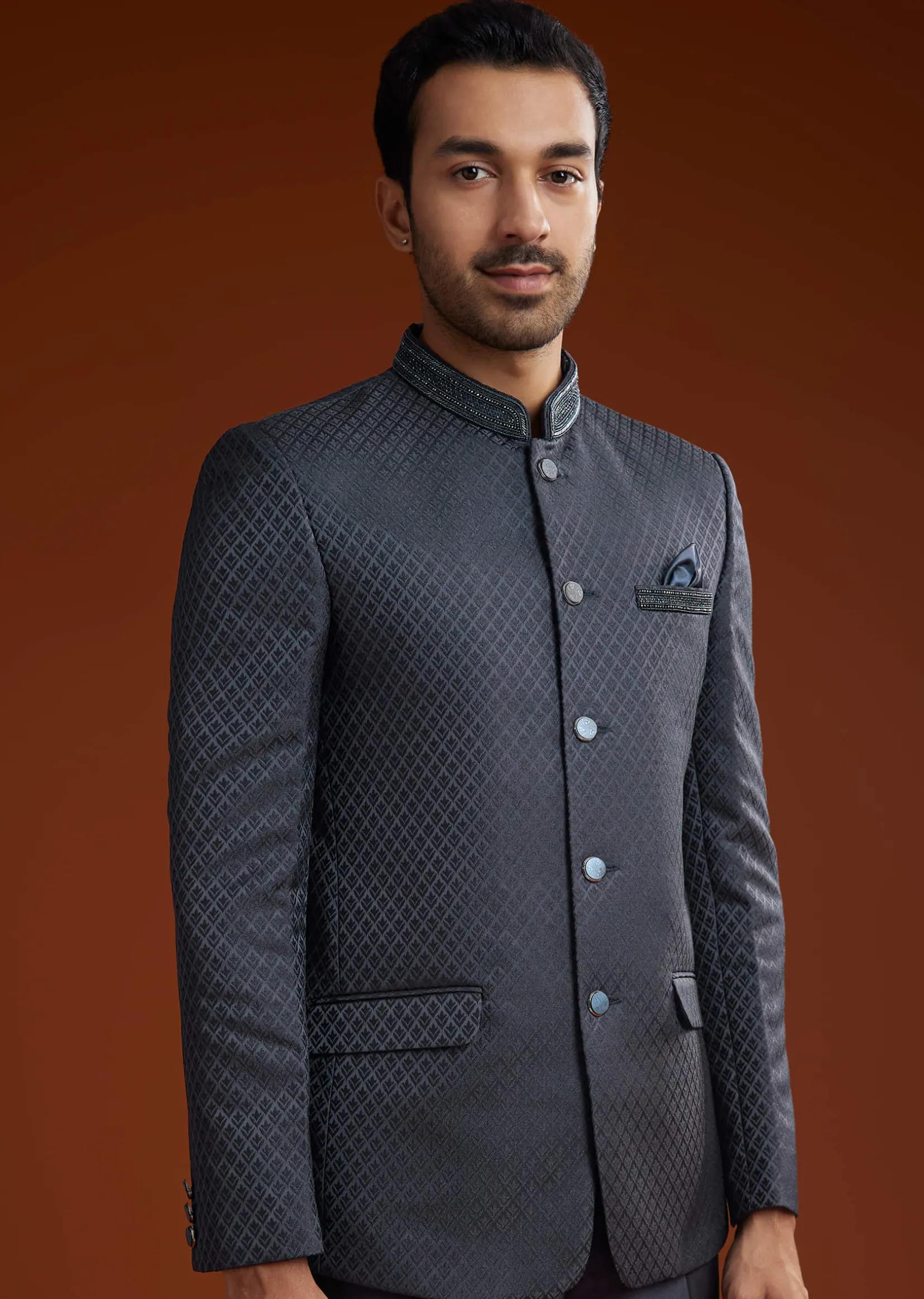Blue Jodhpuri Suit With Cutdana Embroidery