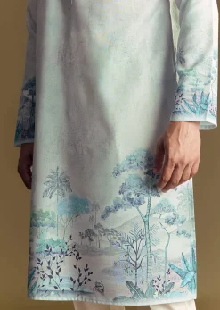 Blue Linen Kurta Set