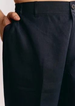 Blue Linen Kurta Set With Embroidery