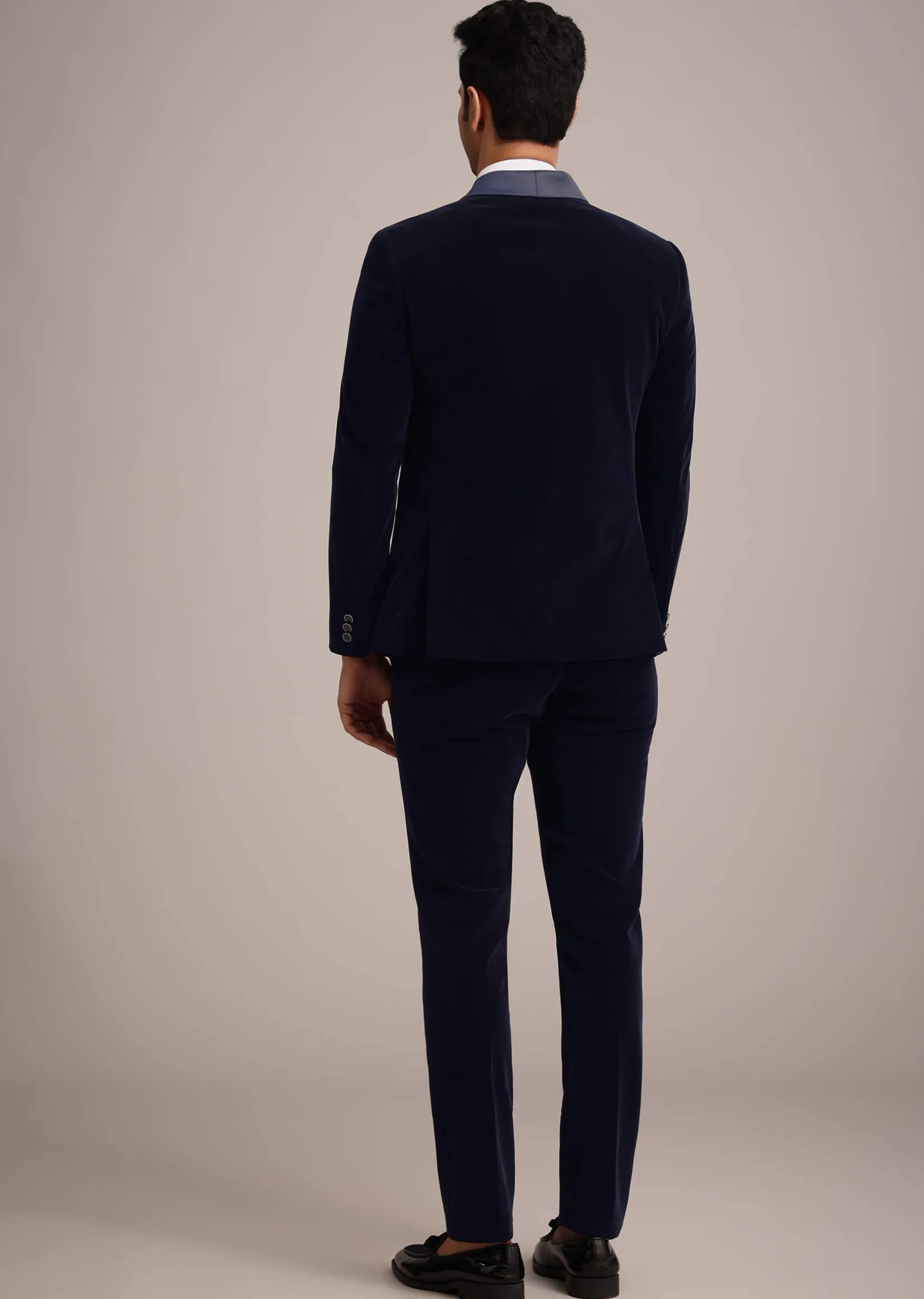 Blue Micro Velvet Tuxedo Set