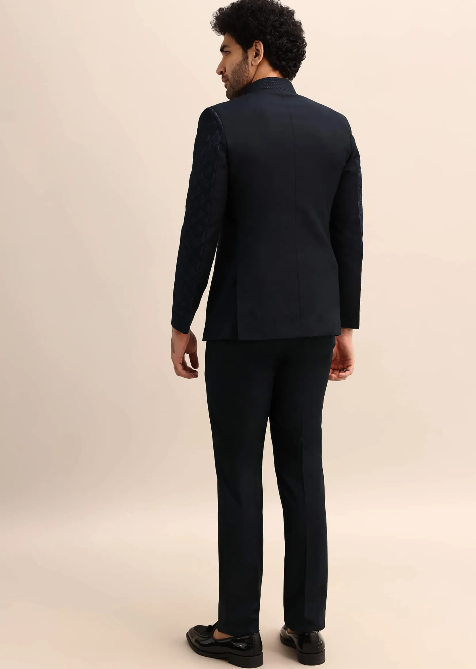 Blue Resham Work Jodhpuri Suit For Men