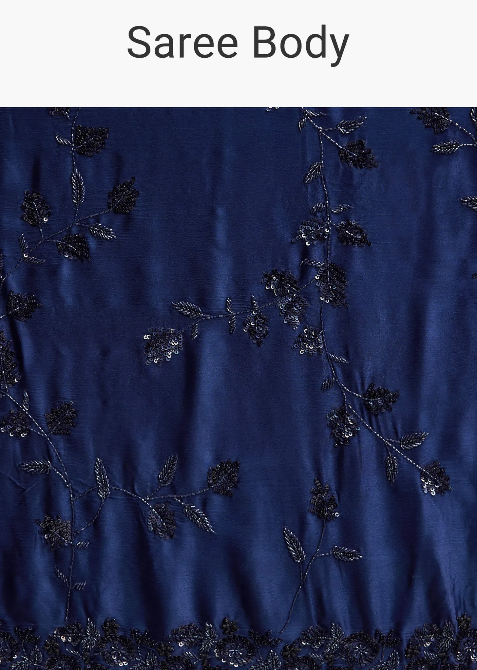 Blue Satin Chinon Saree with Heavy Jaal Embroidery