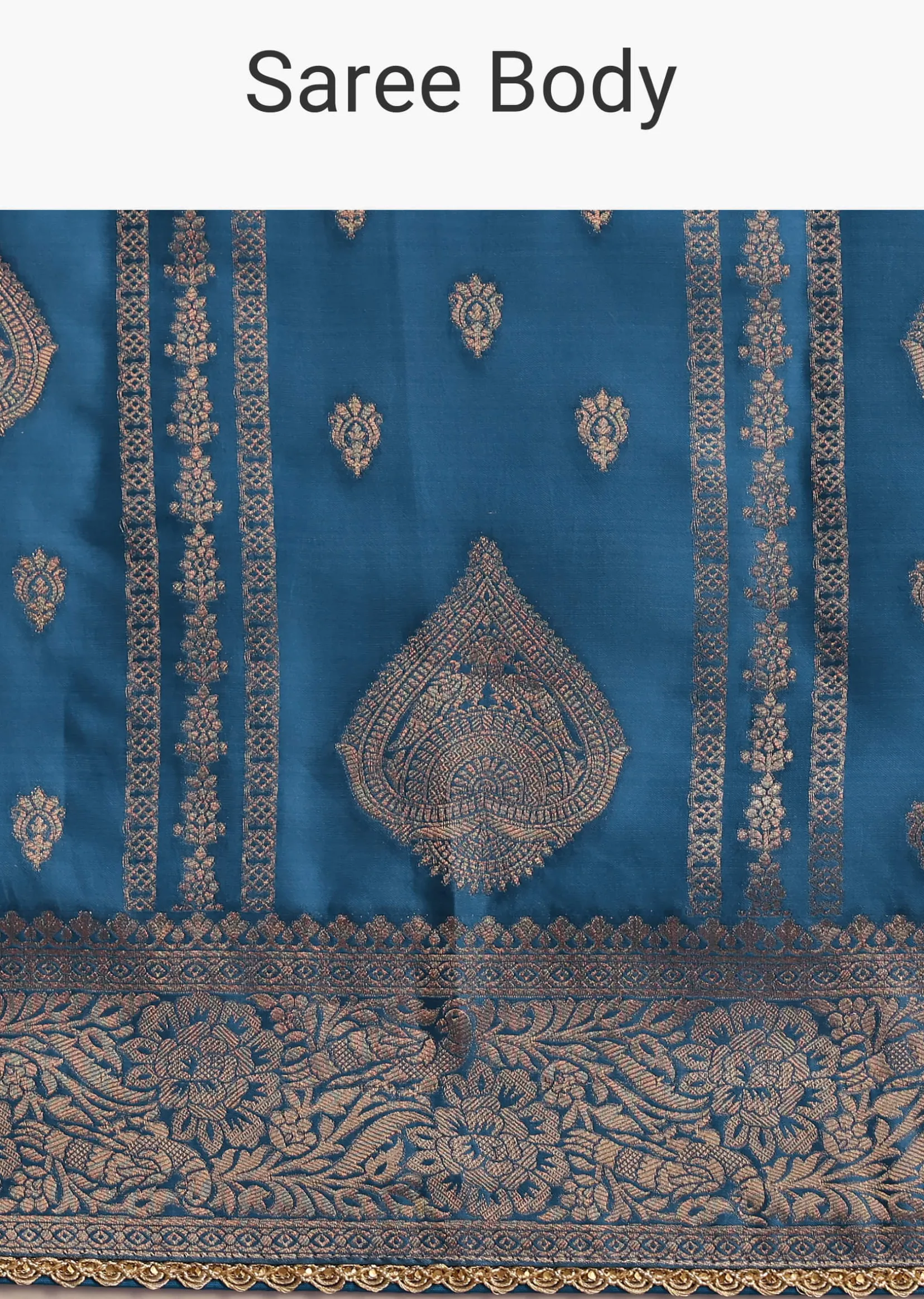 Blue Satin Silk Zari Woven Saree With Brocade Border