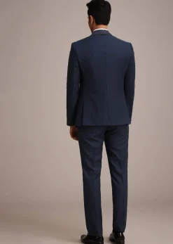 Blue Terry Rayon Tuxedo Set With Hand Work