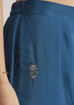 Blue Thread Work Sharara Suit With Dupatta