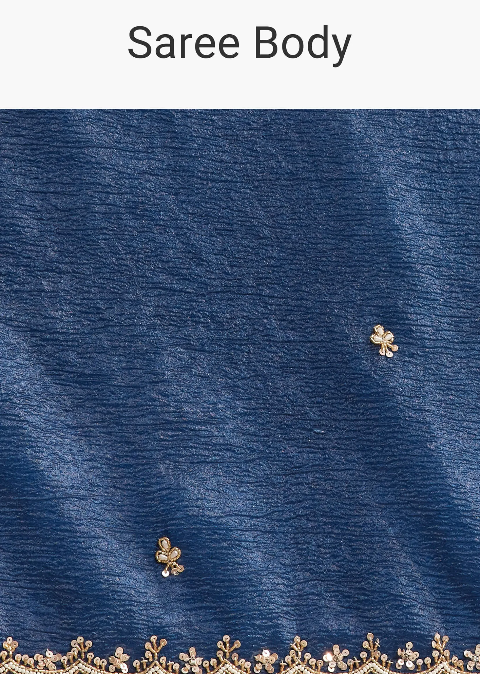 Blue Tissue Saree With Cutdana Scallop Border