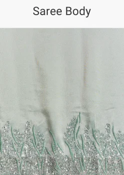 Blue Tissue Saree With Cutdana Sequins And Beads Embroidered Border