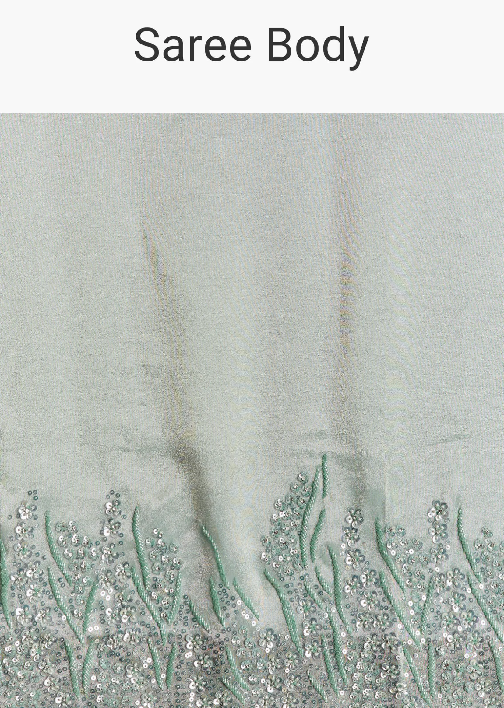 Blue Tissue Saree With Cutdana Sequins And Beads Embroidered Border
