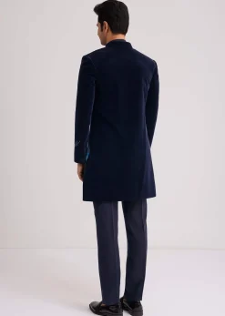 Blue Velvet Indo Jacket Set With Hand Painted Cut Dana Work