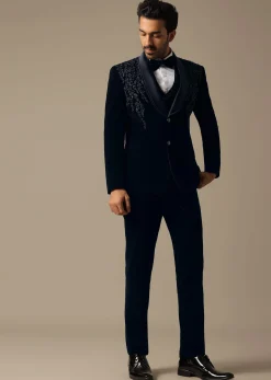 Blue Velvet Tuxedo Set For Men