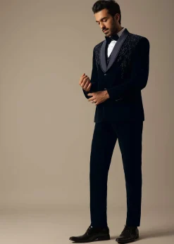 Blue Velvet Tuxedo Set For Men