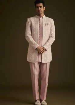 Blush Pink Embroidered Indo Western Set