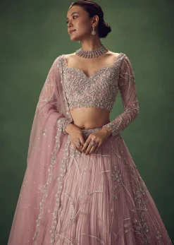 Blush Pink Hand Embroidered Lehenga Set