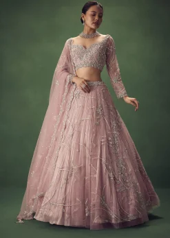 Blush Pink Hand Embroidered Lehenga Set