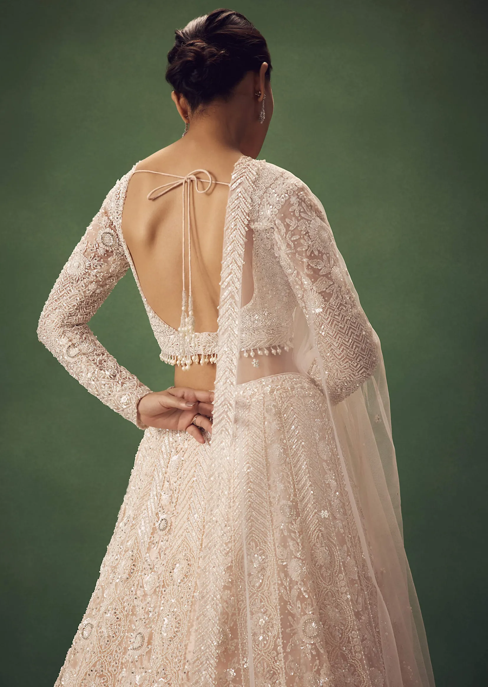 Blush Pink Sequin Work Lehenga Set