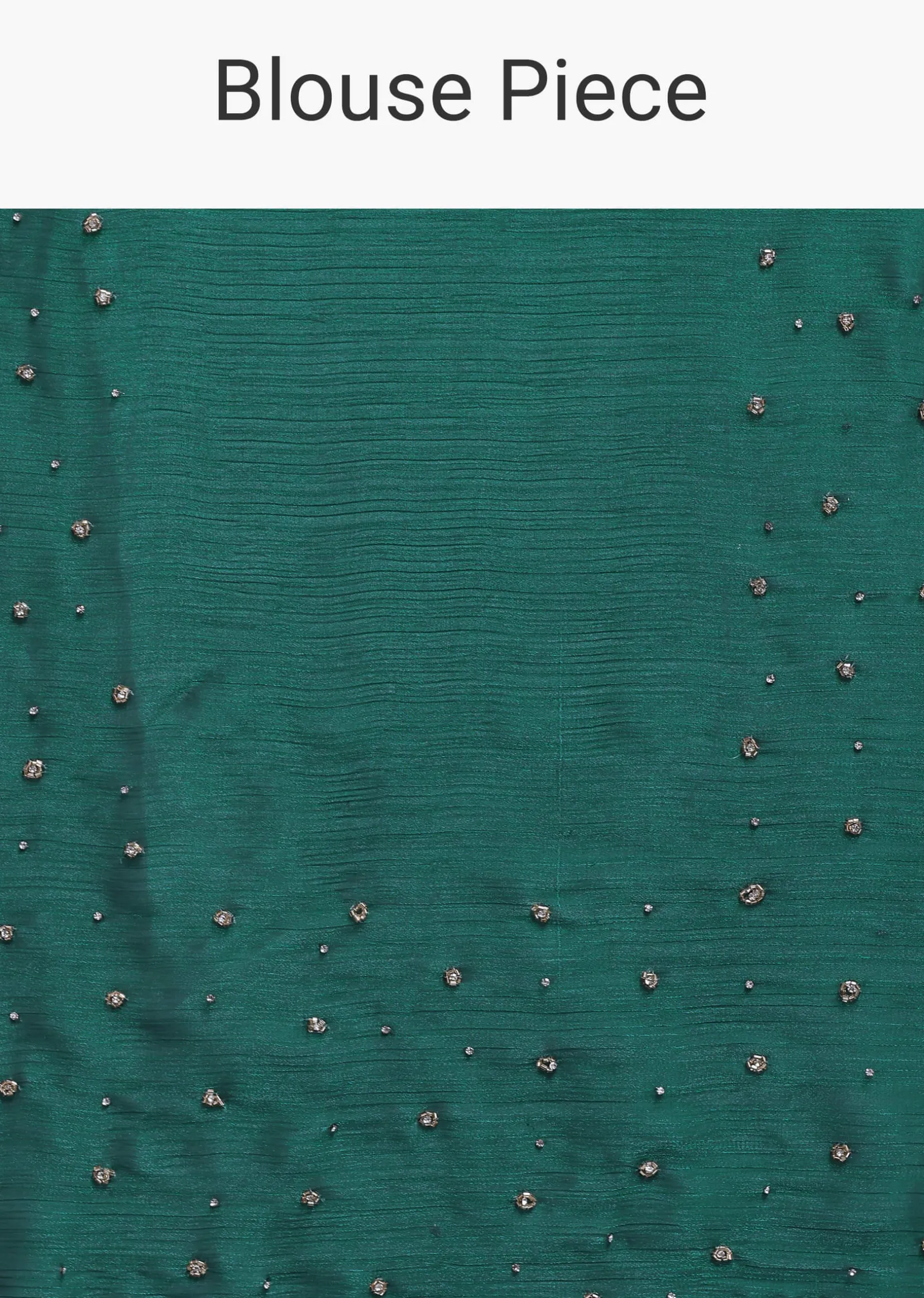 Bottle Green Chinon Saree With Cut Dana Embroidery And Unstitched Blouse