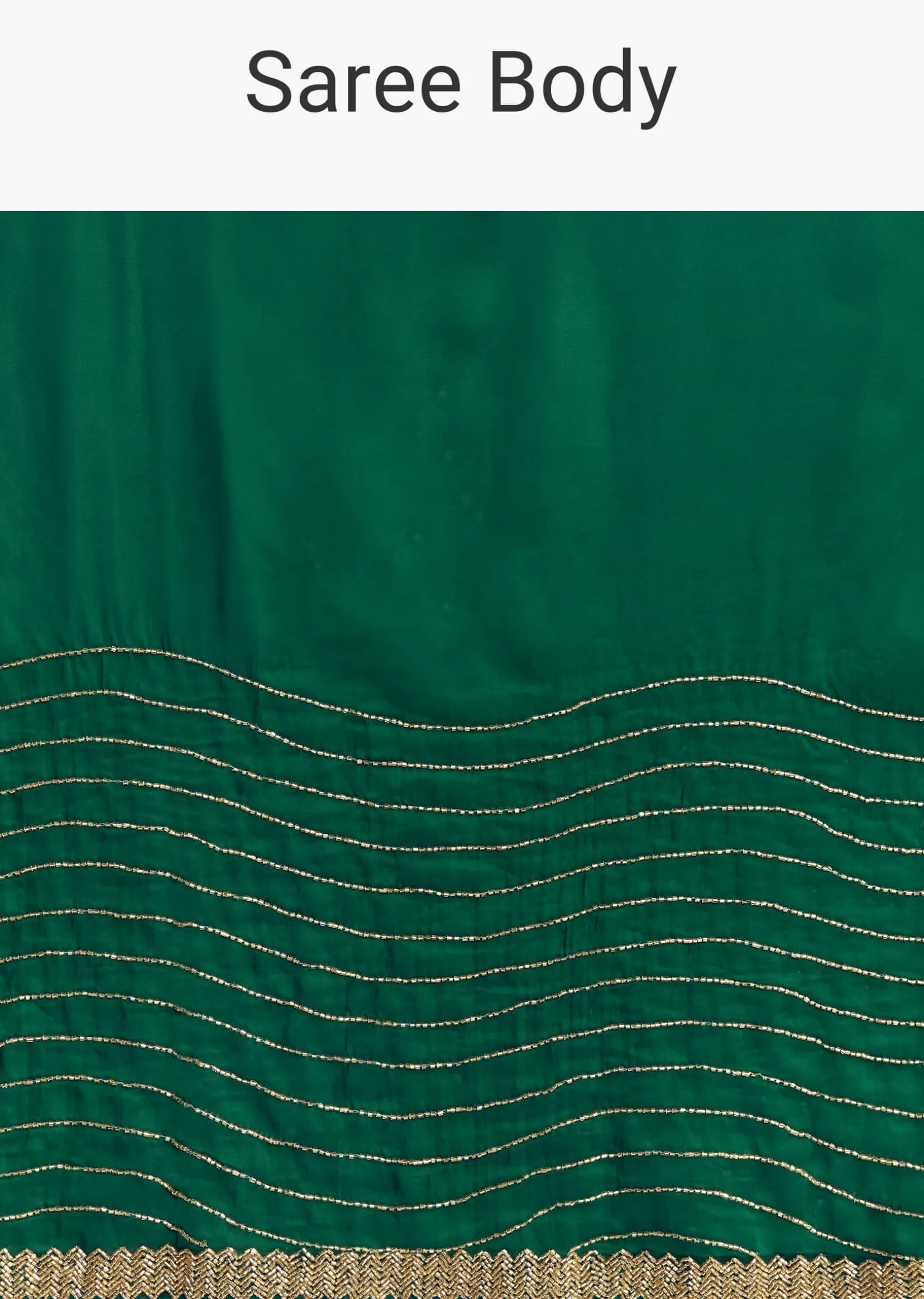 Bottle Green Organza Saree With Scalloped Cut Dana Detailing