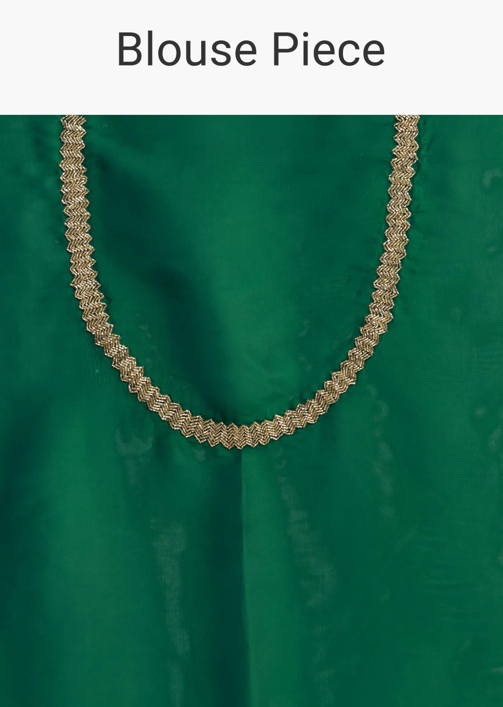 Bottle Green Organza Saree With Scalloped Cut Dana Detailing