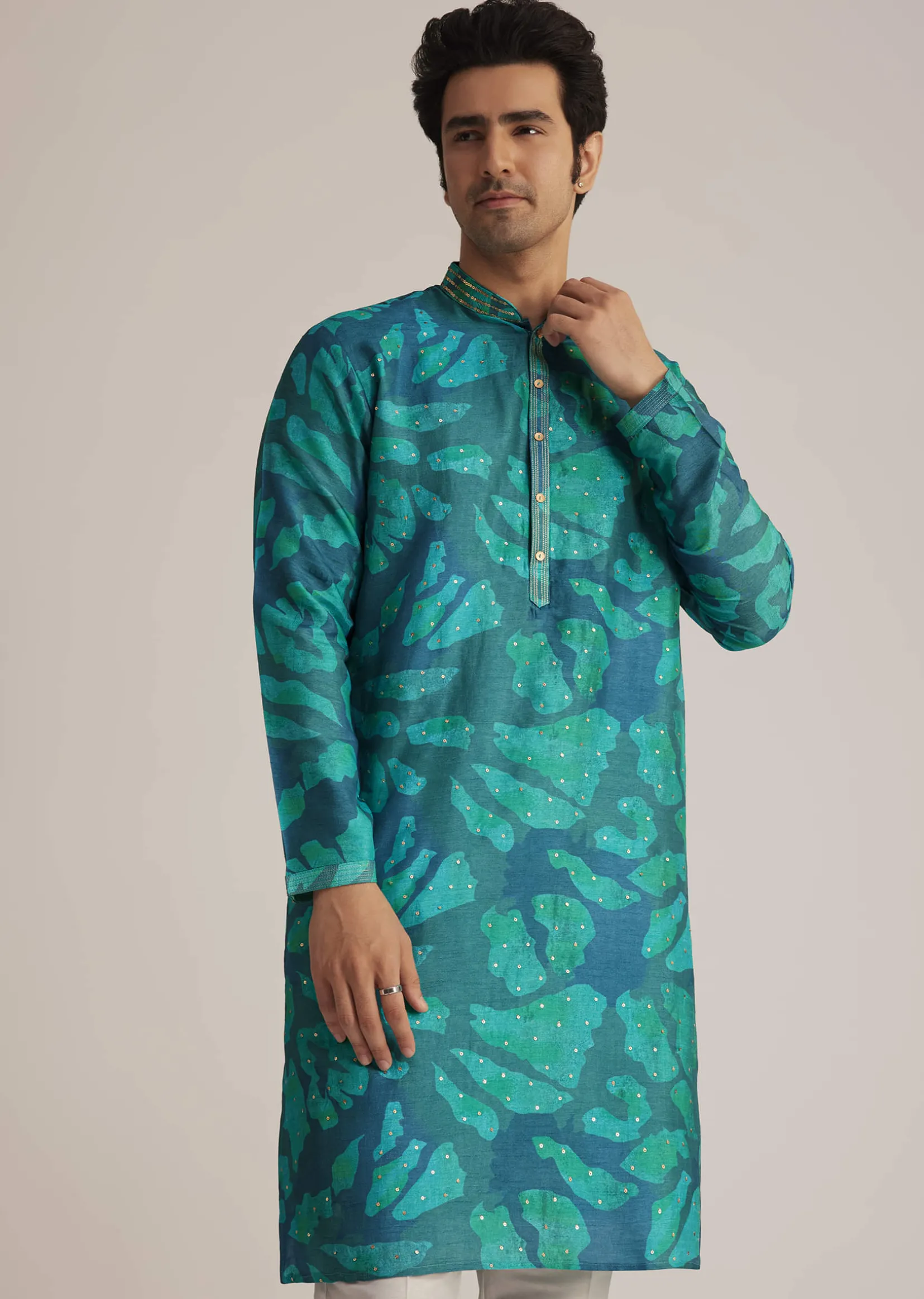 Bottle Green Printed Kurta Set