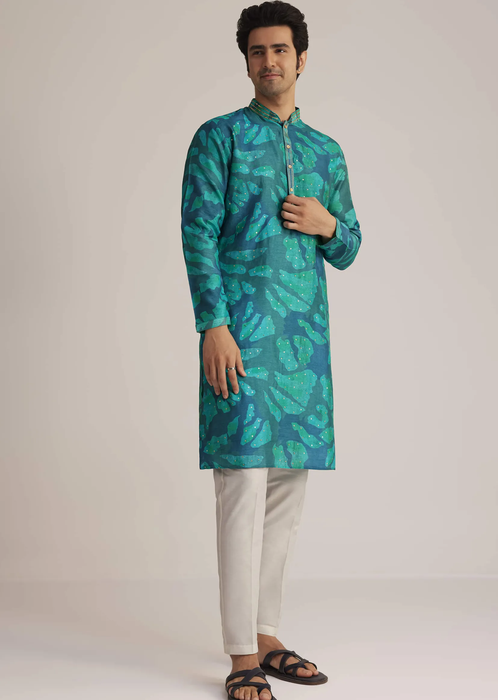 Bottle Green Printed Kurta Set
