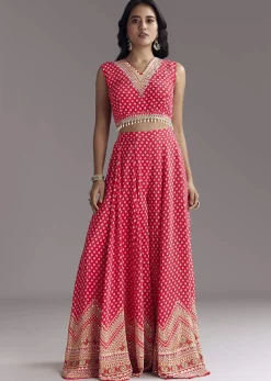 Bright Red Printed Cape Set
