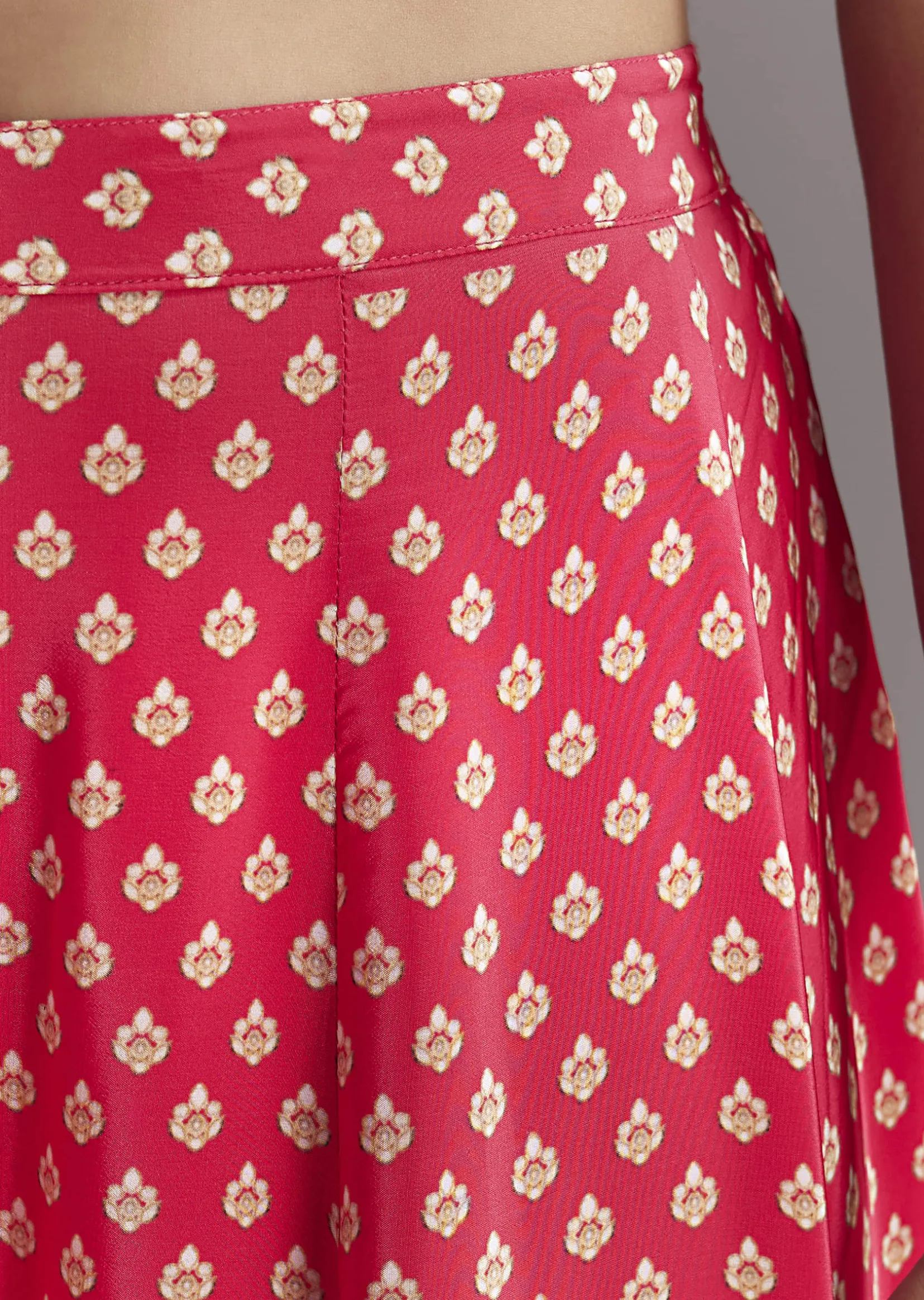 Bright Red Printed Cape Set
