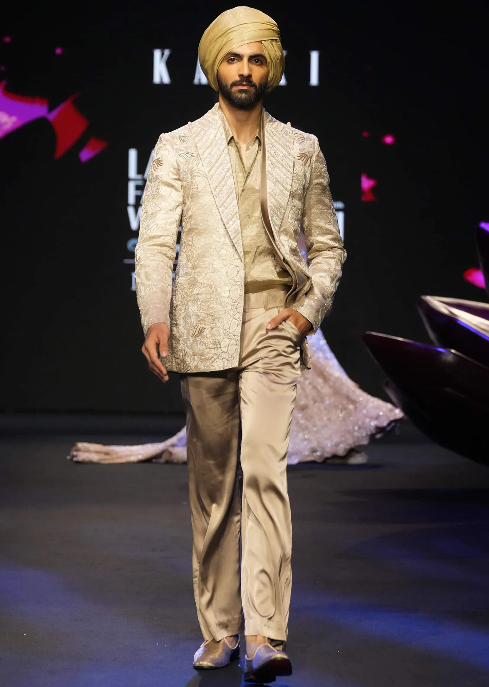 Bronze Banarasi Brocade Fusion Tuxedo Suit