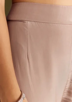 Brown Crepe Kurta Sharara With Choker Style Net Dupatta