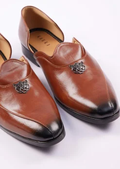 Brown Glossy Juttis For Men