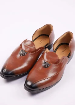 Brown Glossy Juttis For Men