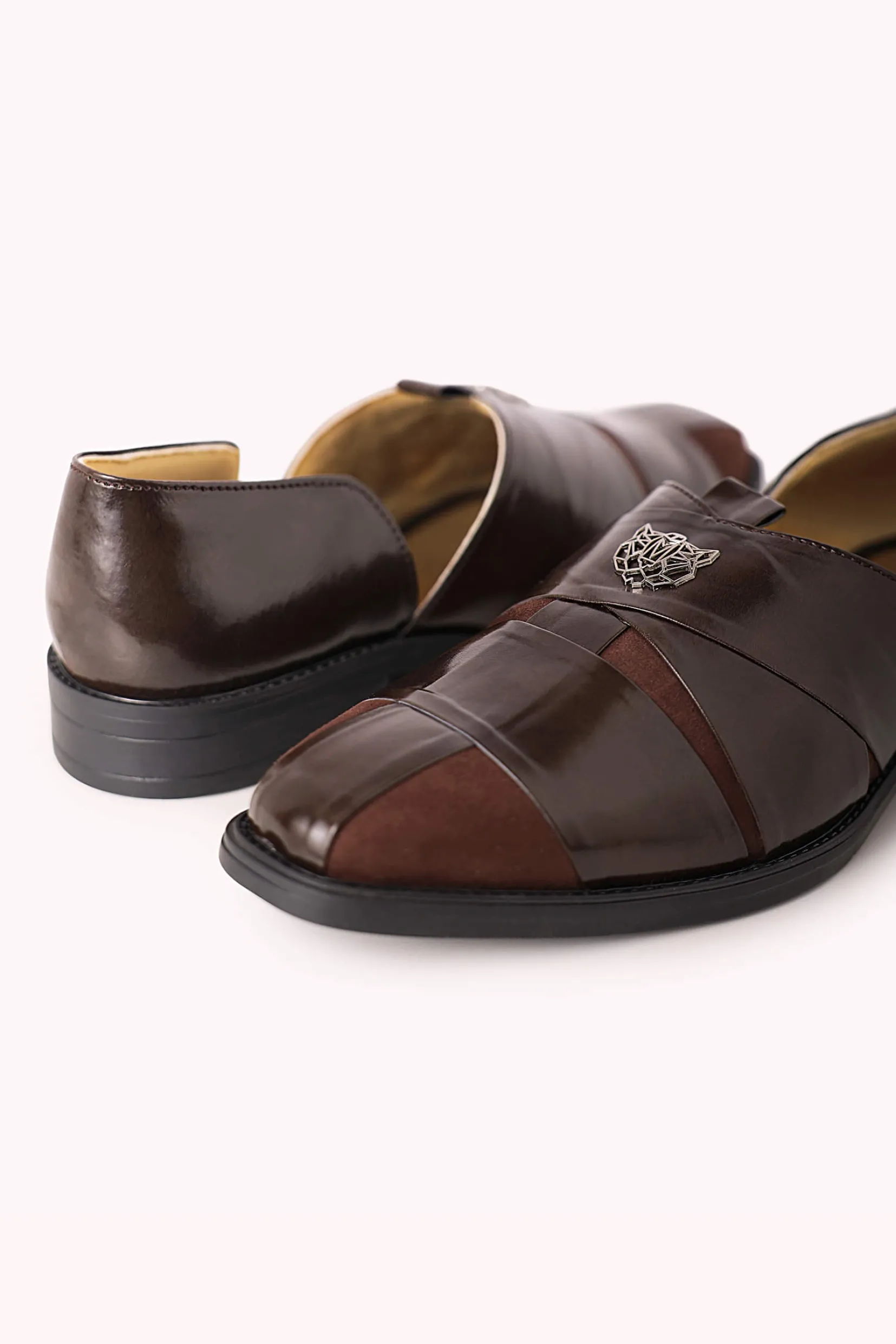 Brown Juttis with Block Heels