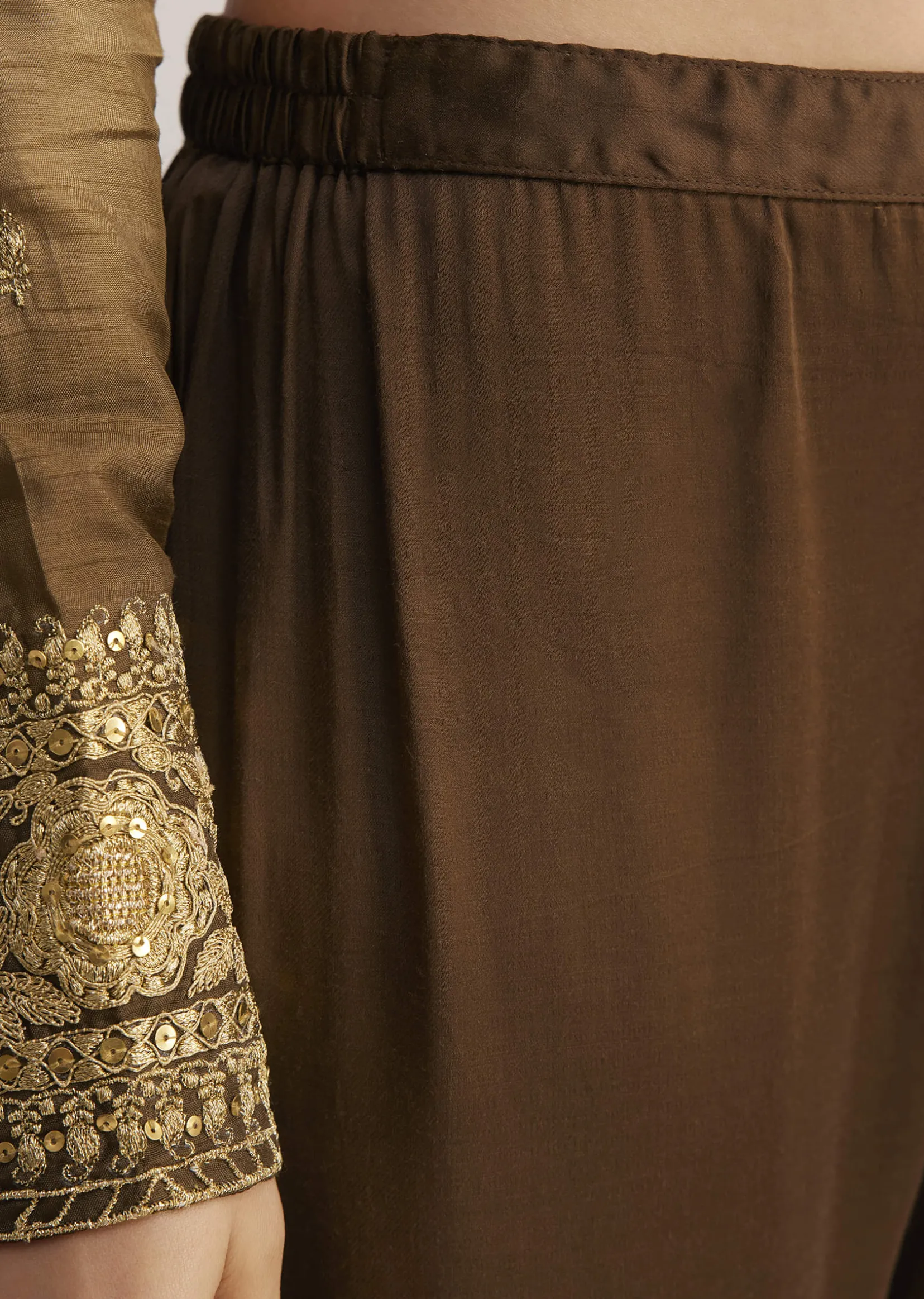 Brown Ombre Embroidered Suit