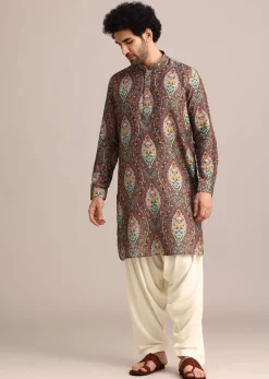 Brown Printed Kurta And Patiala Salwar Set