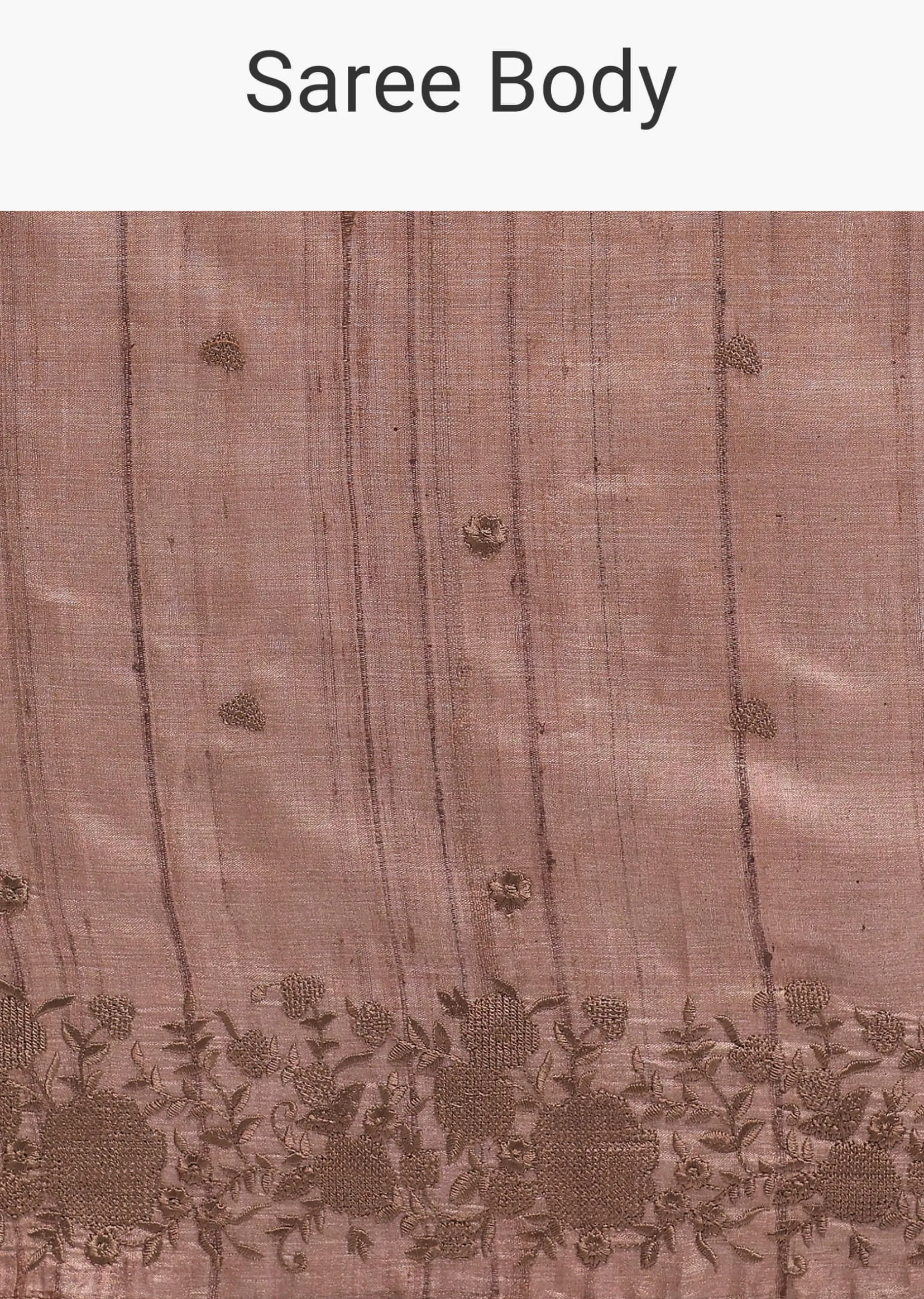 Brown Resham Work Tussar Saree With Unstitched Blouse