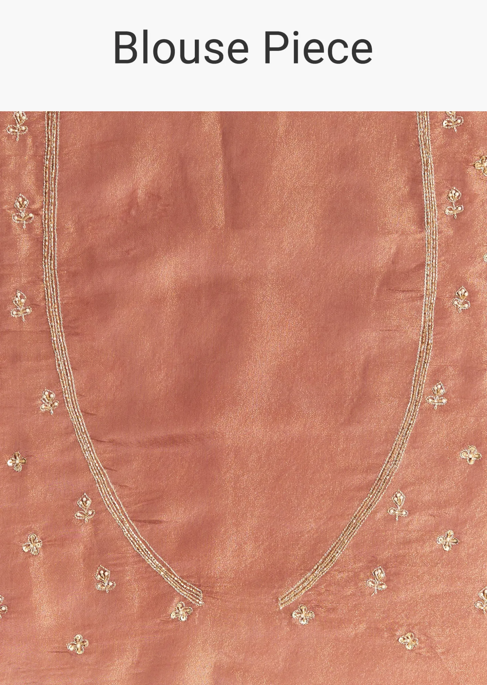 Brown Rust Crush Tissue Saree With Gota Zari And Beads Embroidery