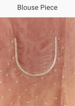 Brown Rust Crush Tissue Saree With Gota And Beads Embroidery