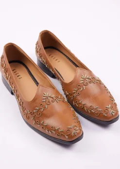 Brown Zardosi Work Juttis For Men