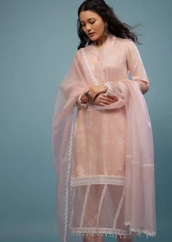 Candy Pink Pant Suit Set In Viscose Silk